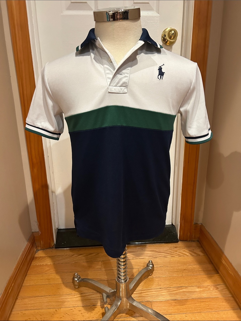 Polo by Ralph Lauren White, Green & Navy Colorblock Short-Sleeve Polo
